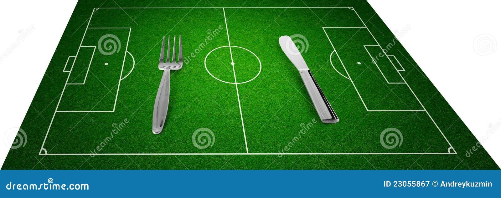 Knife and Fork on Football Field Concept Stock Illustration