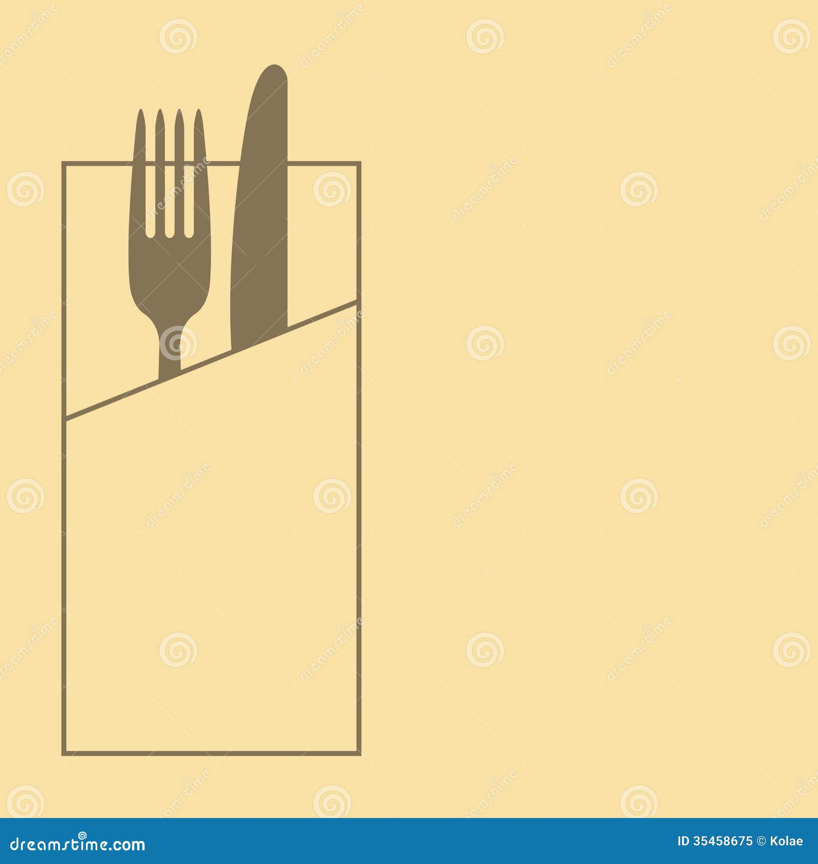 Knife, Fork and Napkin on Yellow Background Stock Vector - Illustration of  gastronomy, menu: 35458675