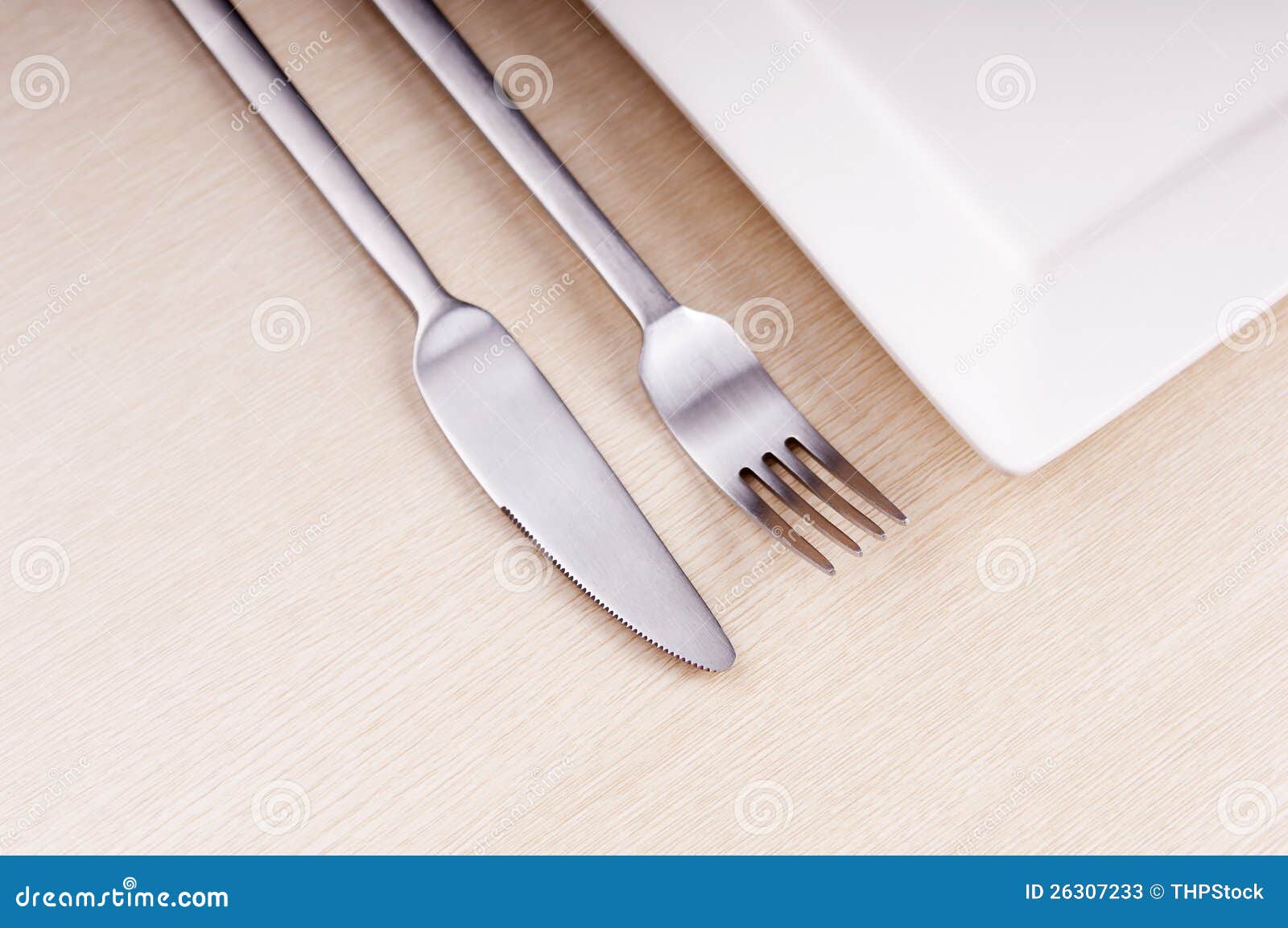 Knife, Fork and Plate stock image. Image of catering 26307233