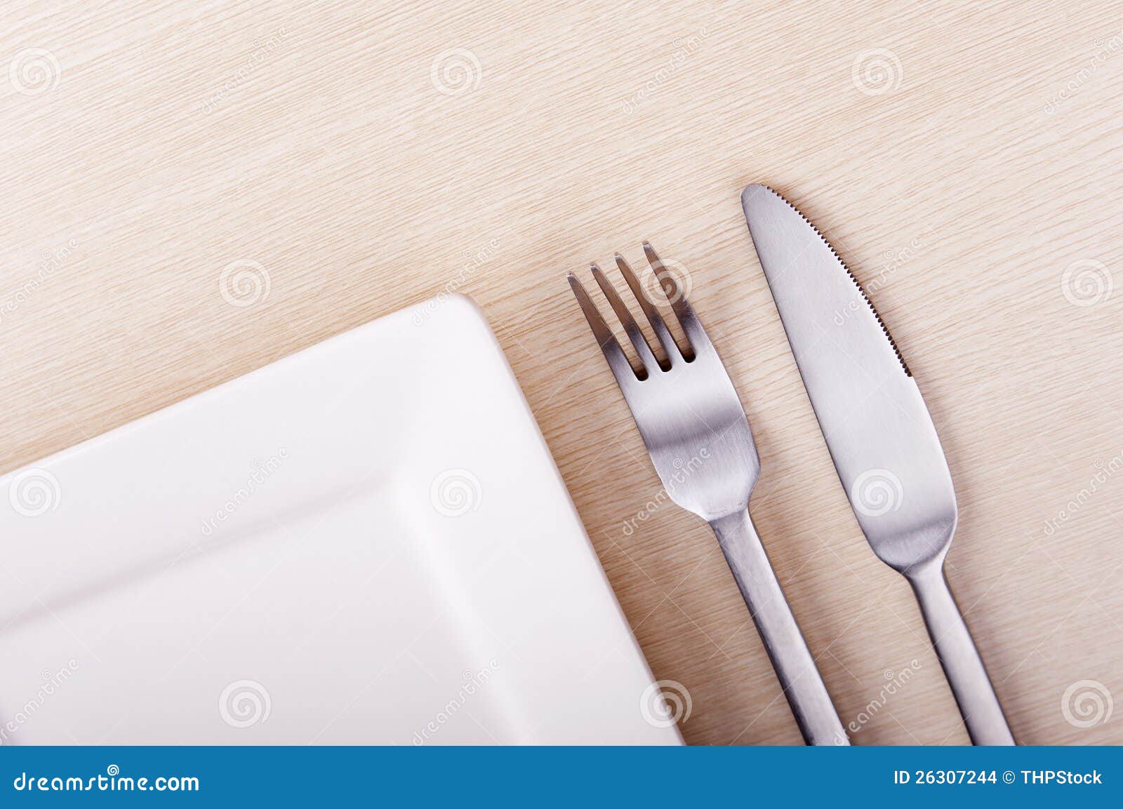 Knife, Fork and Plate stock photo. Image of closeup, flatware 26307244