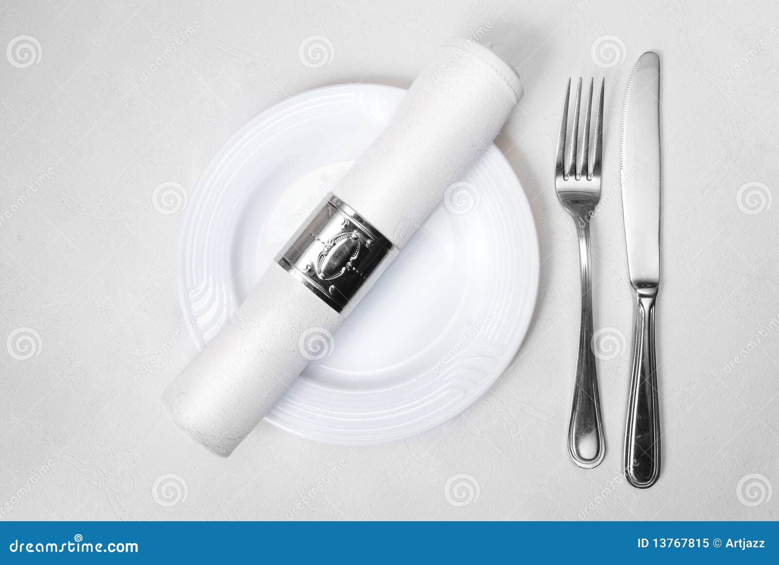 Knife, Fork, Plate and Napkin Stock Image Image of market, shape 13767815