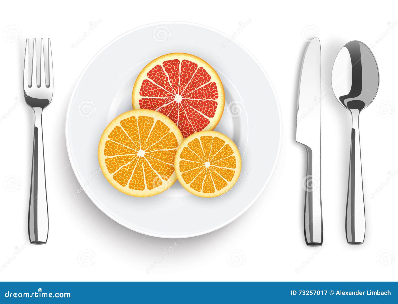 Knife Fork Spoon Plate Citrus Fruits Stock Vector Illustration of