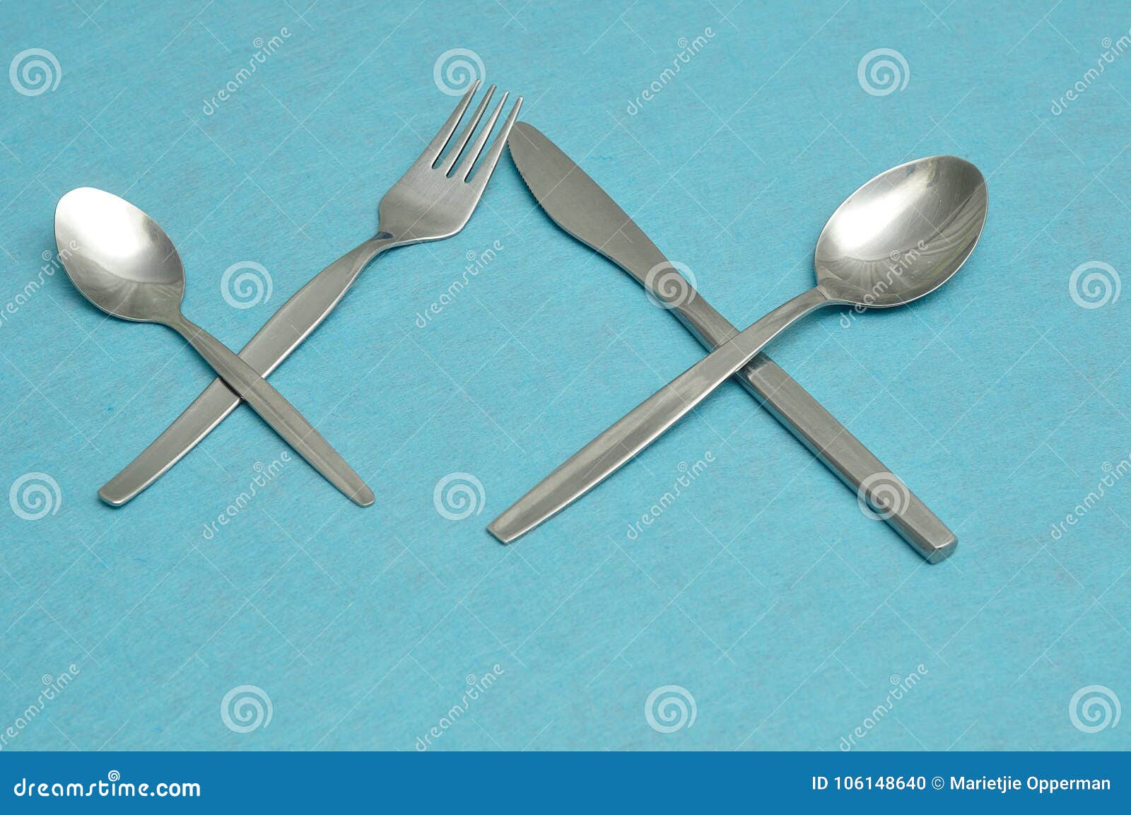 Knife, Fork, Teaspoon and Dessert Spoon Stock Photo Image of