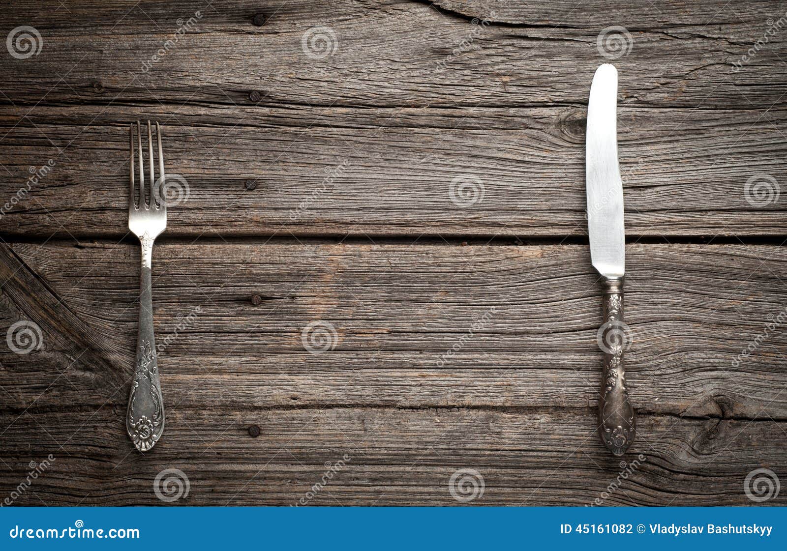 Knife and Fork on Wooden Background. Stock Photo Image of cloth, design 45161082
