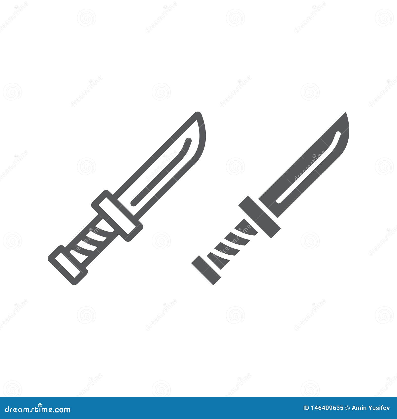 knife line and glyph icon, sharp and cut, tool sign,  graphics, a linear pattern on a white background.