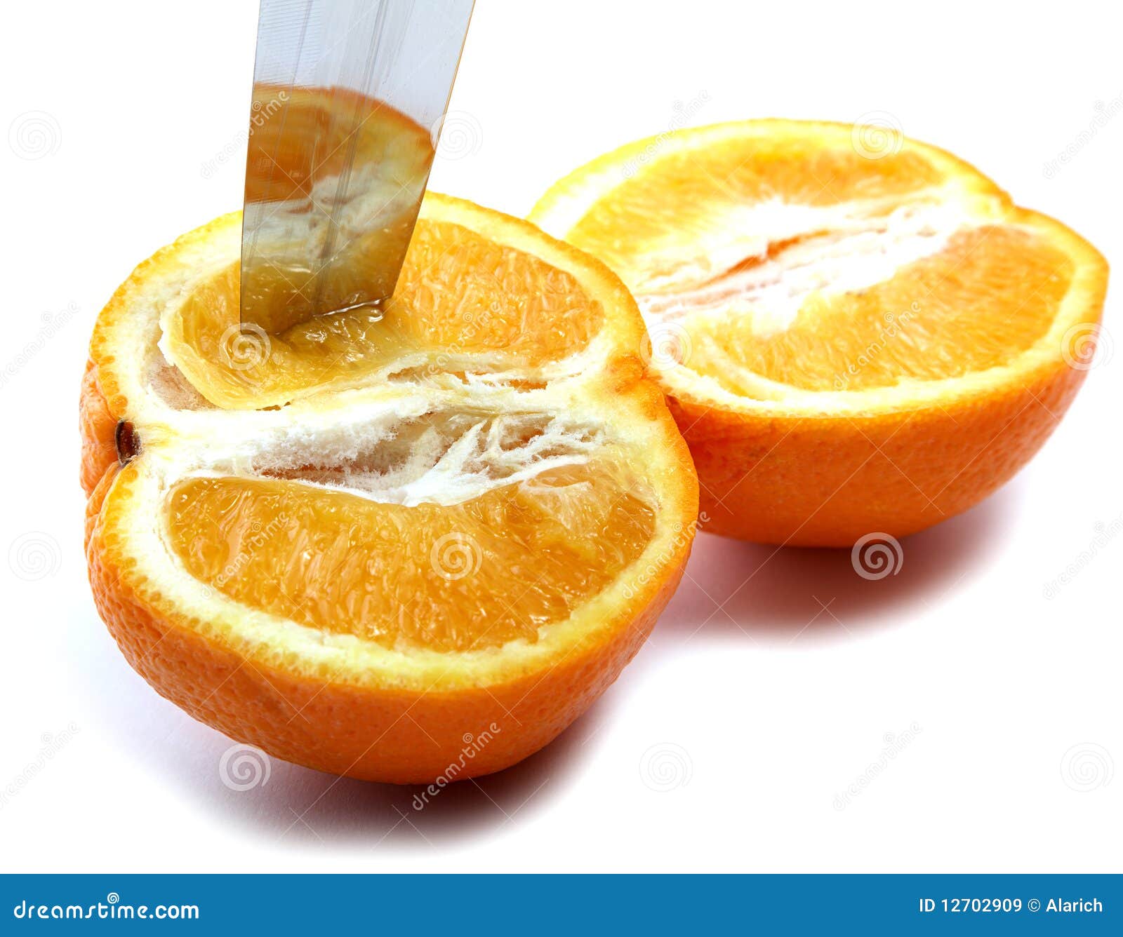 Knife and Orange Cut Halfandhalf Stock Image Image of nature