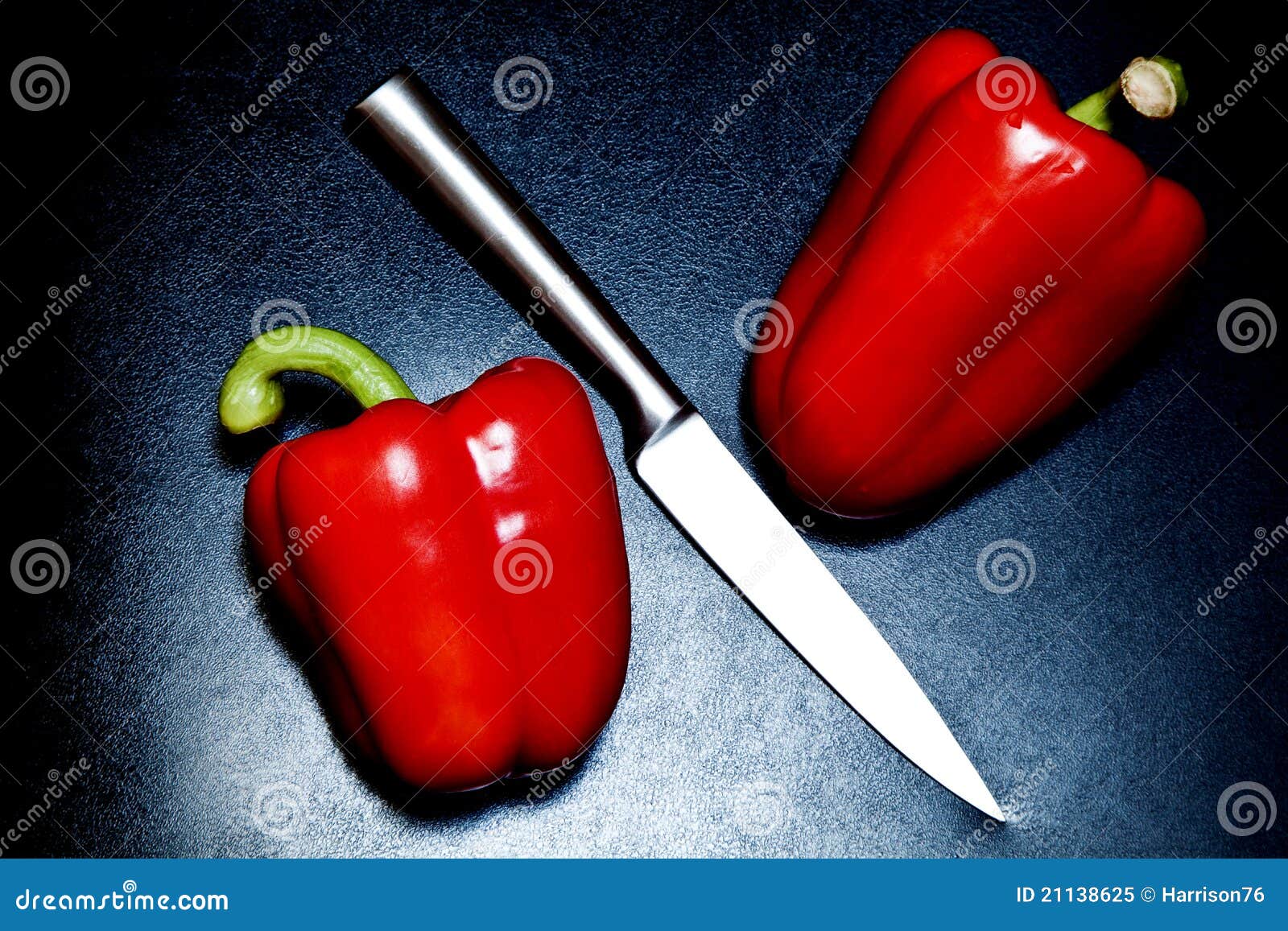 Knife and Peppers stock image. Image of color, steel 21138625