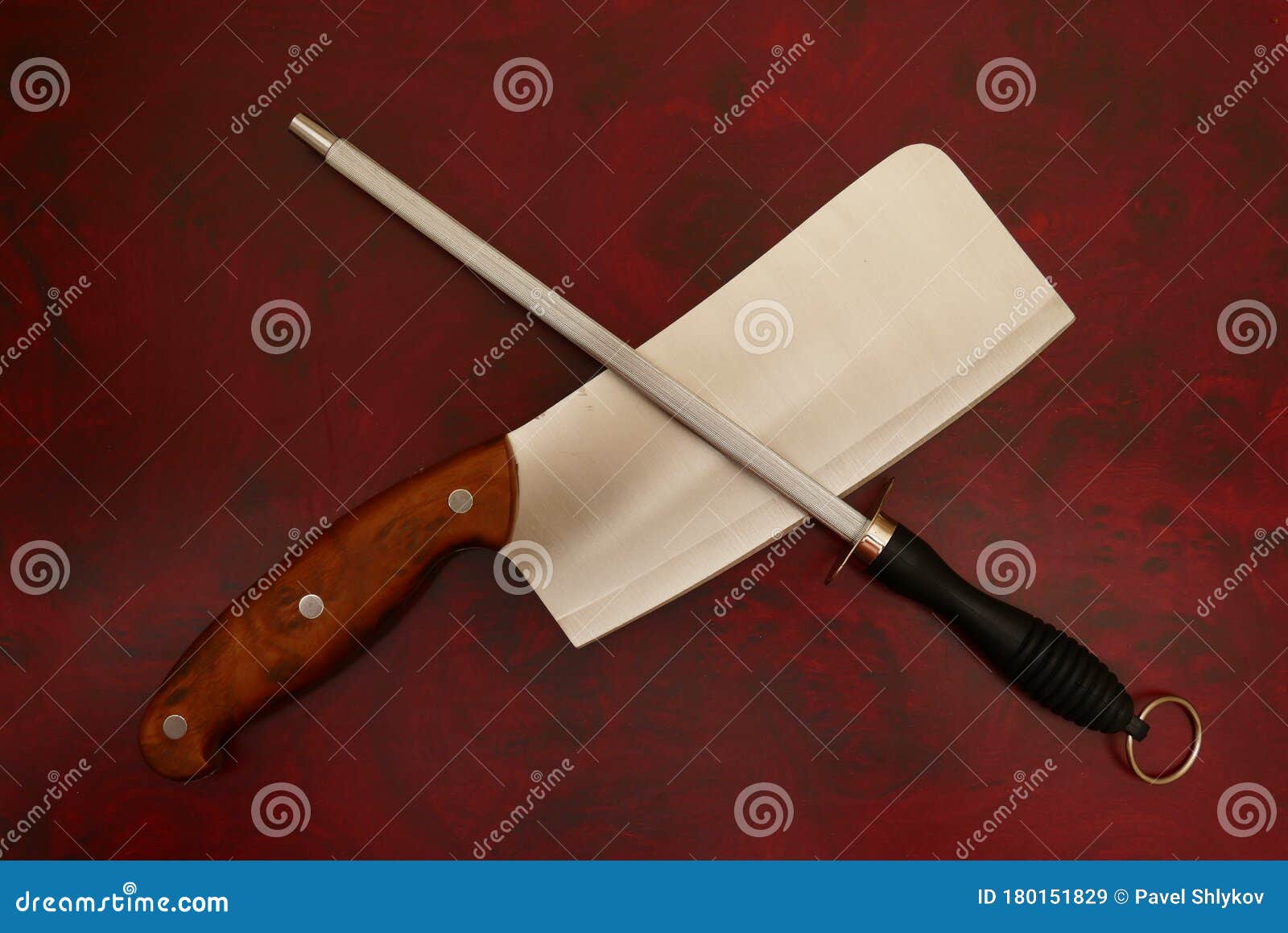 Knife and Sharpener on a Cutting Board Stock Image Image of chopping, stainless 180151829
