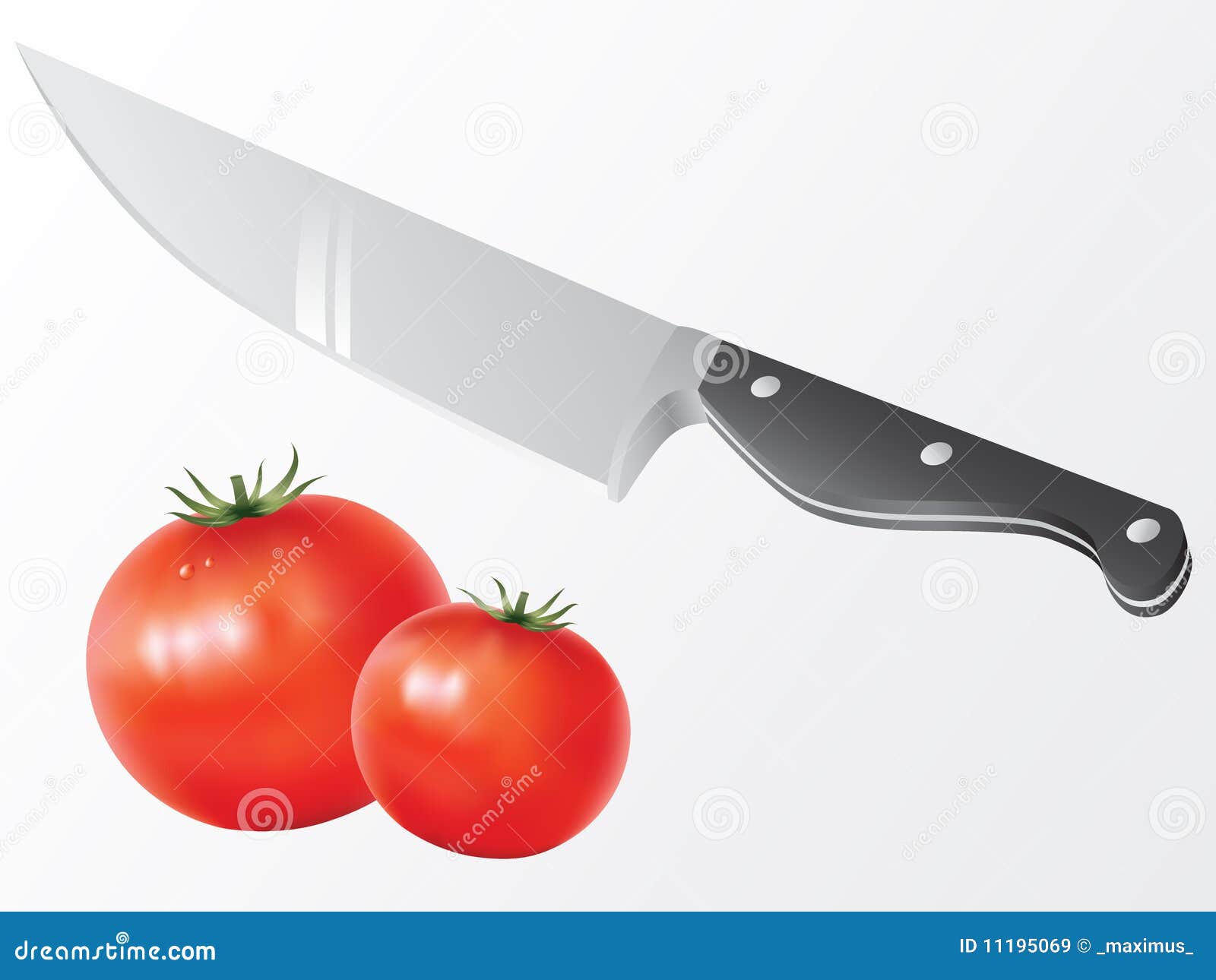 Knife and tomato vector stock vector. Illustration of background 11195069