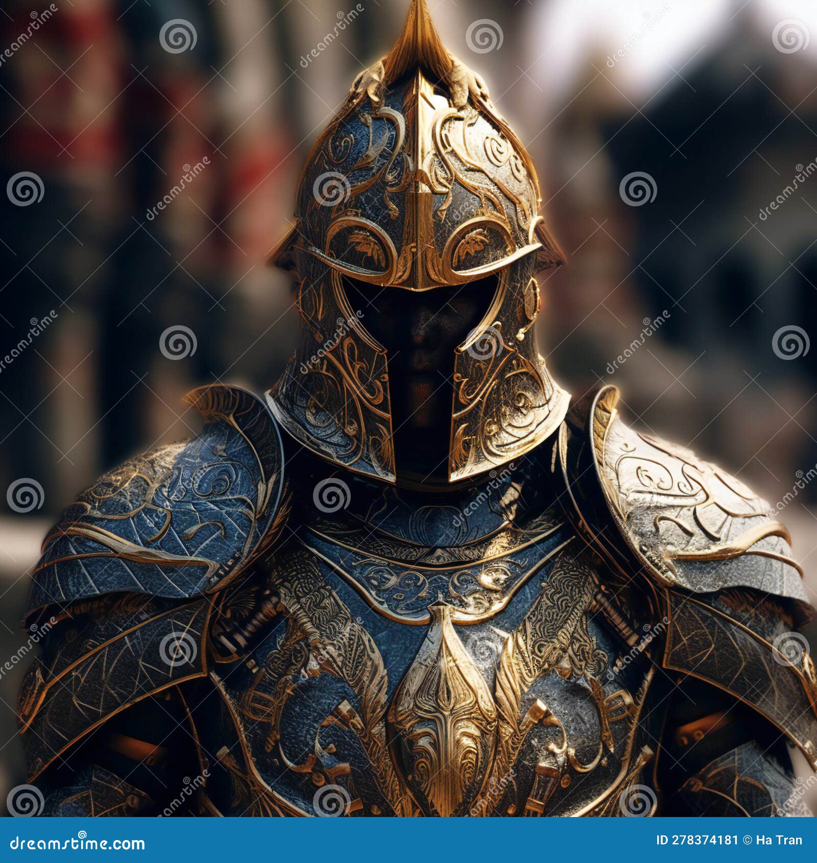 Knight in Armor on the Background of the Medieval City Stock ...