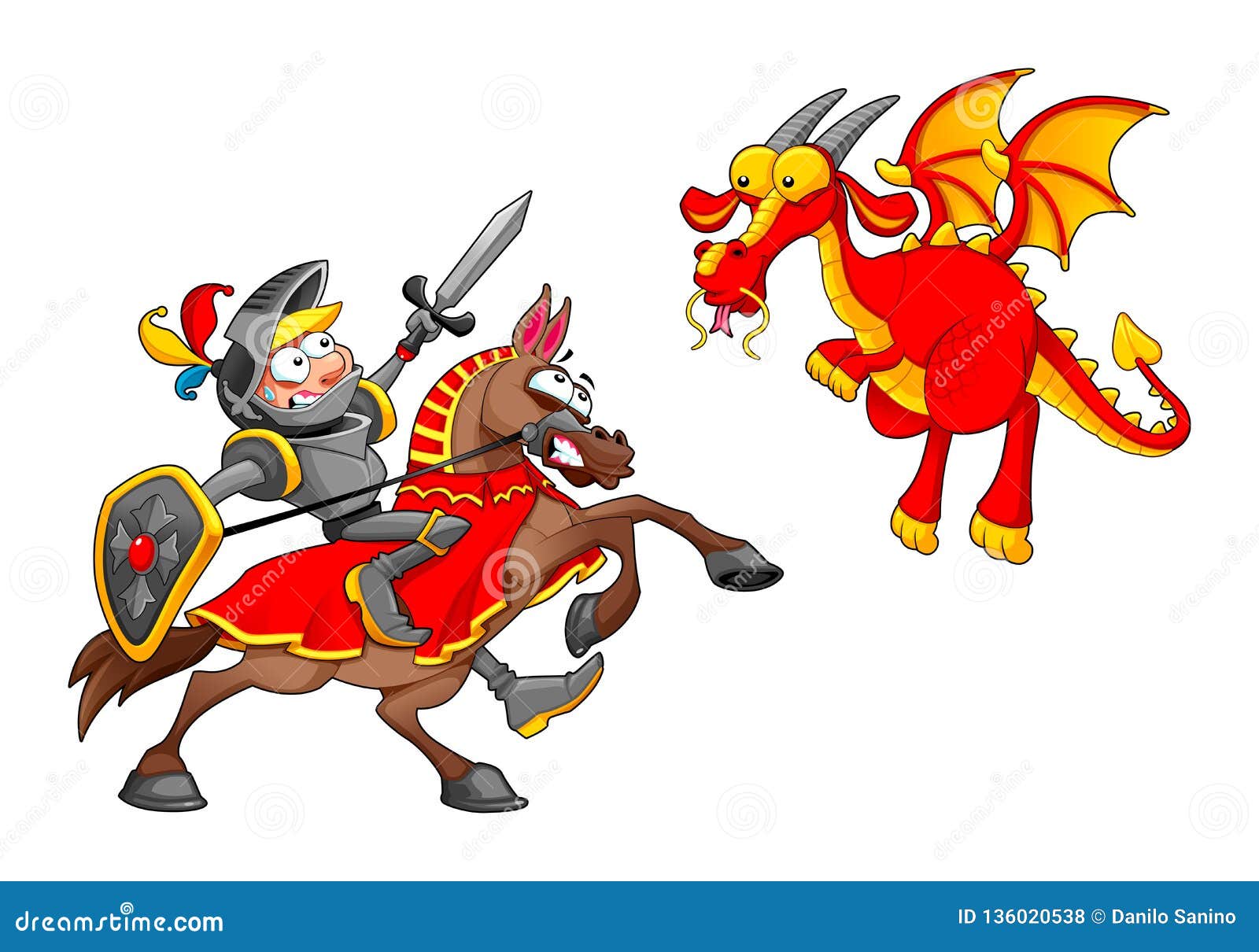 Knight on Horse Fighting the Dragon Stock Vector - Illustration of dragon, armour: 136020538 Knight on Horse Fighting the Dragon Stock Vector - Illustration of dragon, armour: 136020538