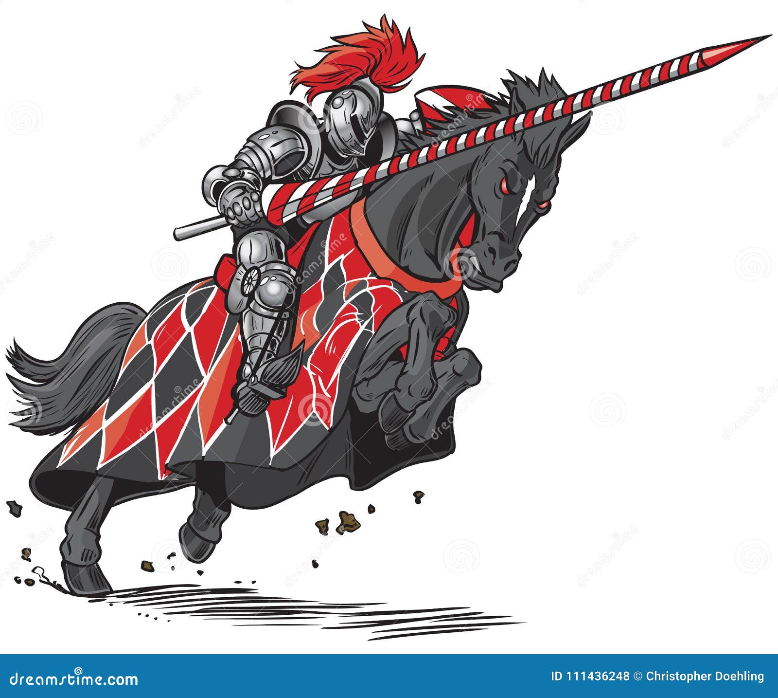 knight on horse jousting  cartoon