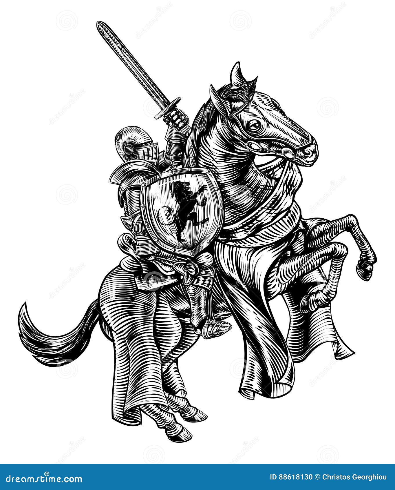 A knight riding a horse and holding a lance vintage line drawing or  engraving illustration Stock Vector Image  Art  Alamy