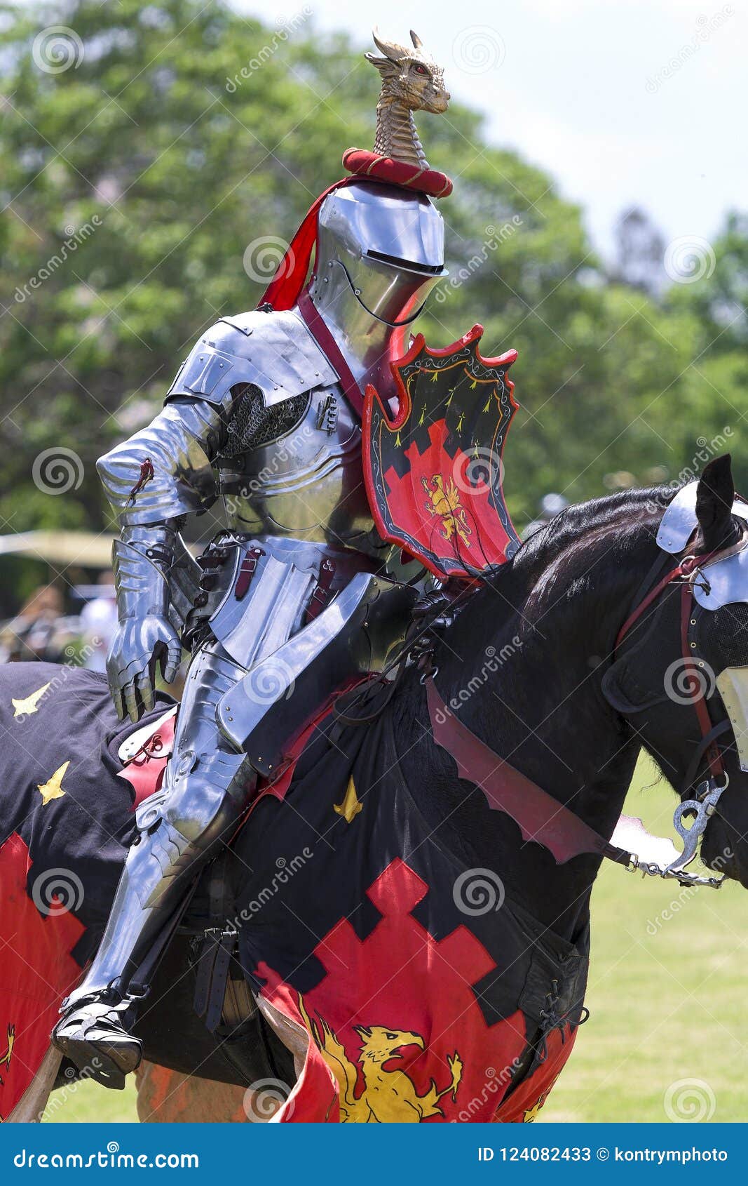 A Knight during Medieval Jousting Tournament Stock Image - Image of