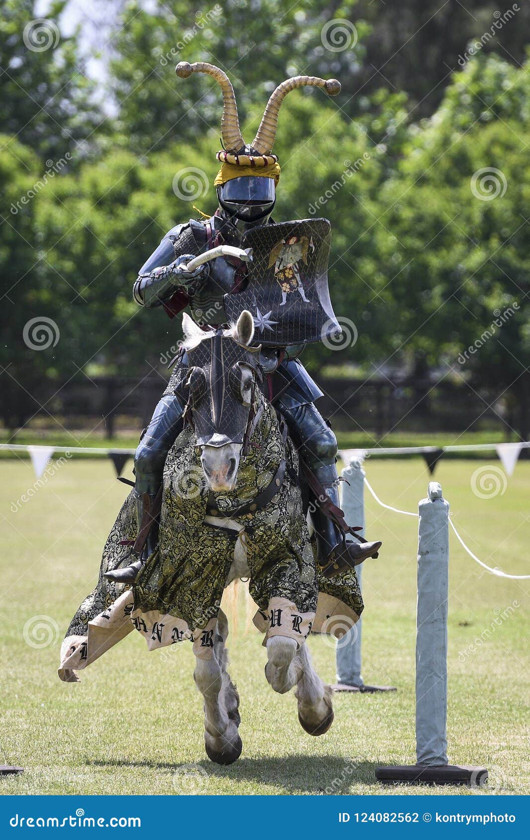 A Knight during Medieval Jousting Tournament Stock Photo - Image of