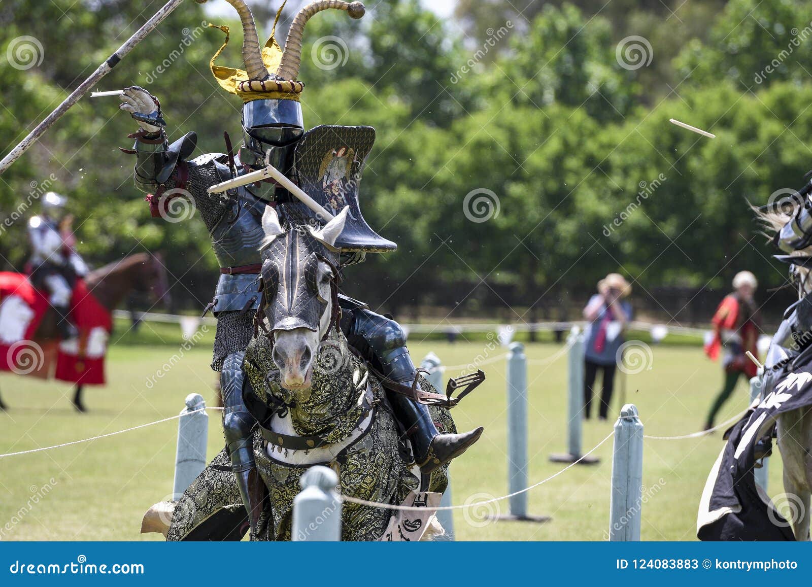 A Knight during Medieval Jousting Tournament Stock Image - Image of