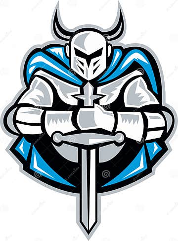 Knight with Sword and Cape Front Retro Stock Vector - Illustration of ...