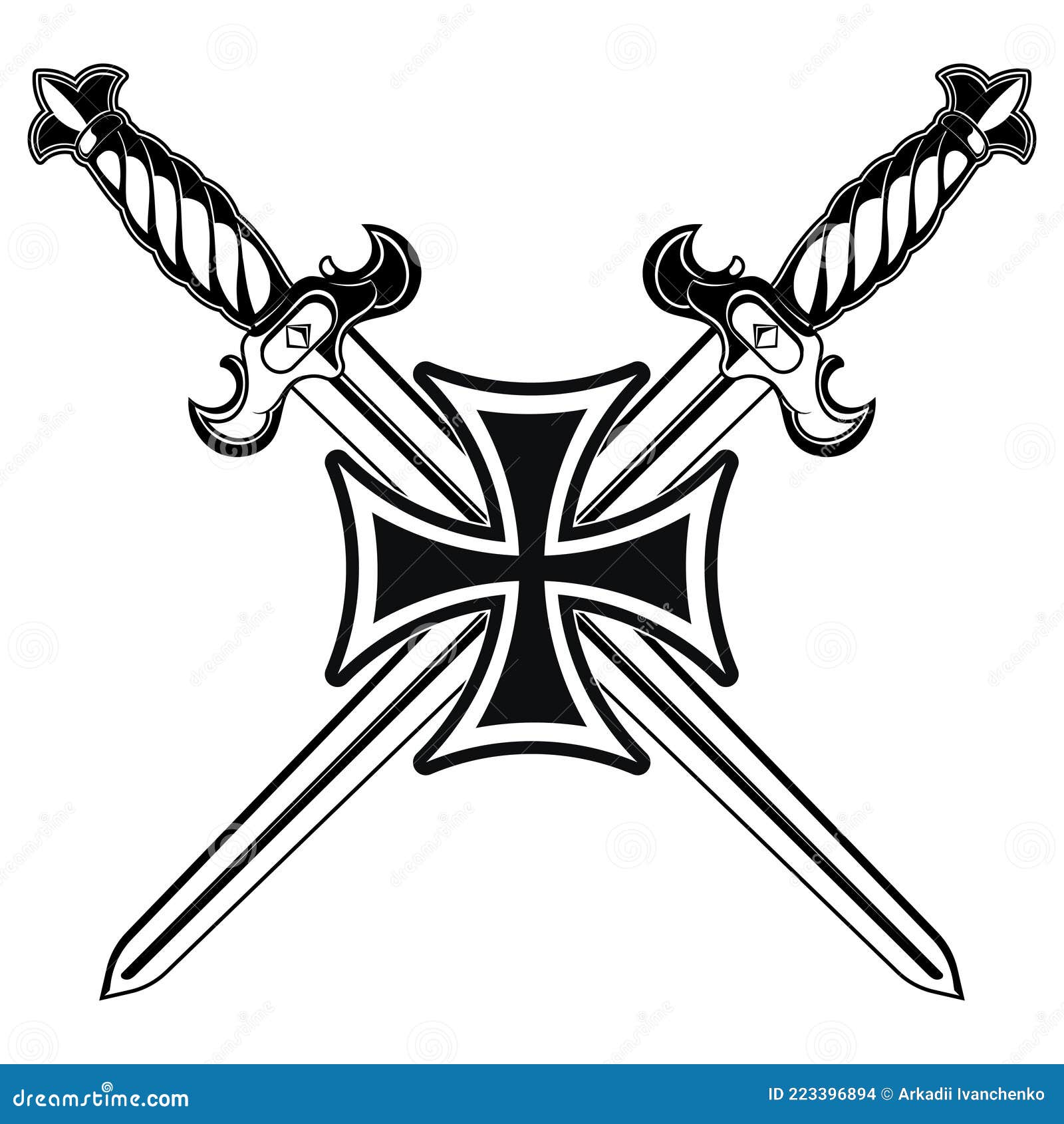 medieval sword clipart black and white cross