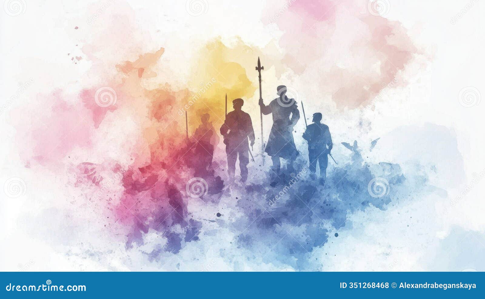 knights of columbus founders day fantasy warriors silhouettes with colorful watercolor background for creative art concept