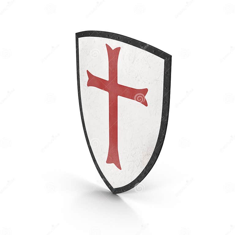 Knights Templar Shield on White. 3D Illustration Stock Illustration ...