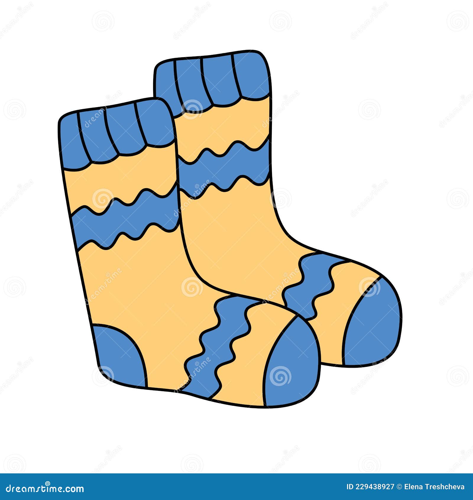 Knit Hand-made Socks Vector Illustration in Colored Cartoon Doodle ...