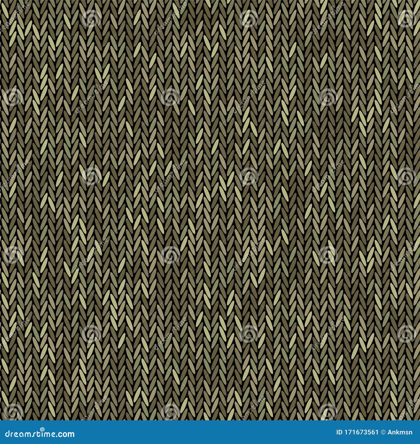 Knit Texture Melange Green Color. Vector Seamless Pattern Fabric Stock