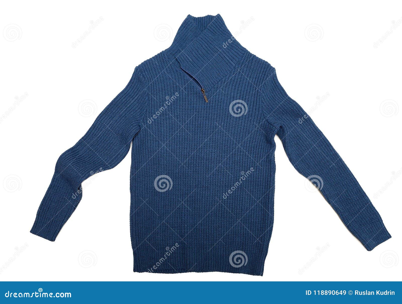 Knitted Blue Sweater. Isolate on White Stock Image - Image of folded ...