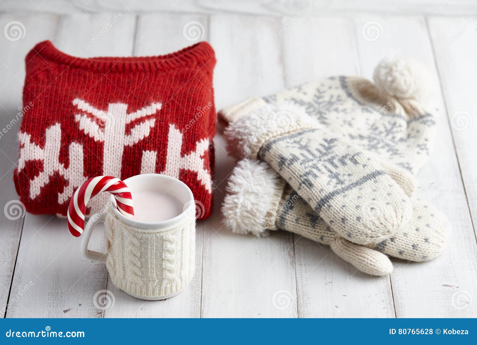 Knitted Cup and Winter Clothes Stock Photo - Image of coffee, design ...