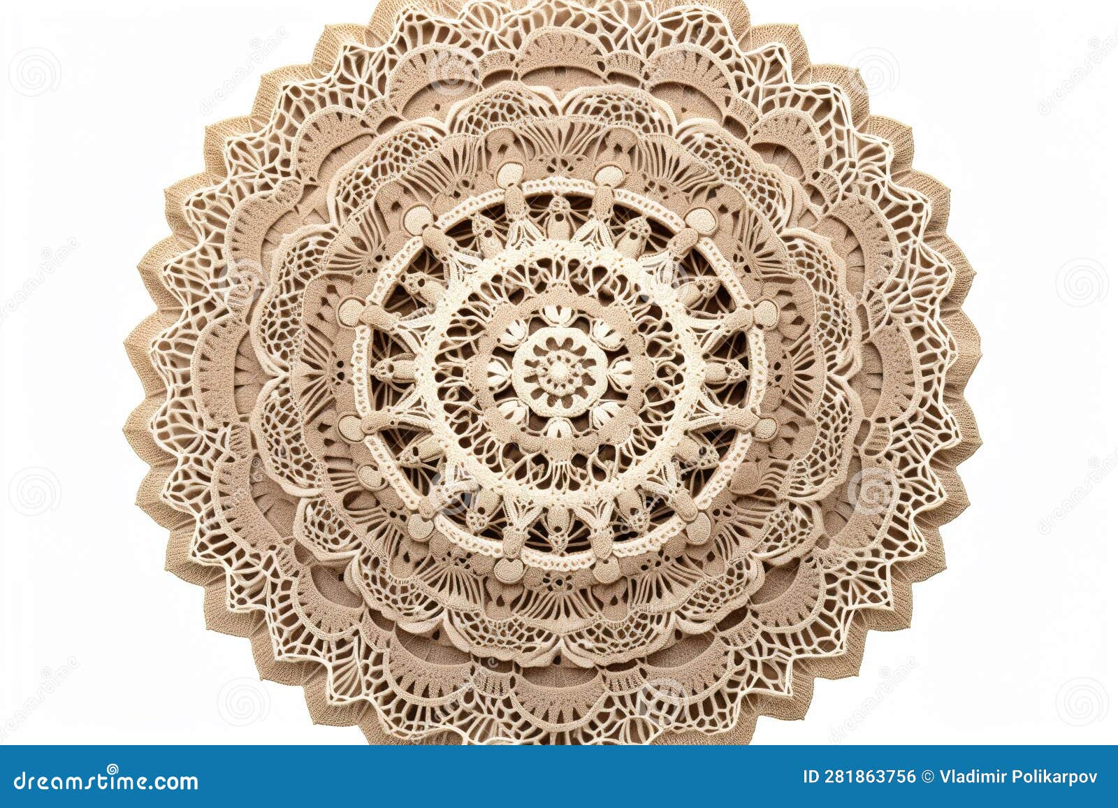Knitted Doily Isolated on White Background. Generated by AI Stock