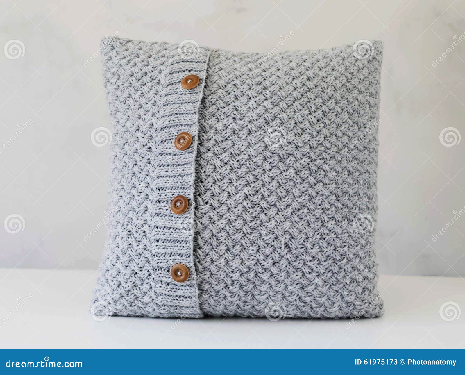 grey knit pillow