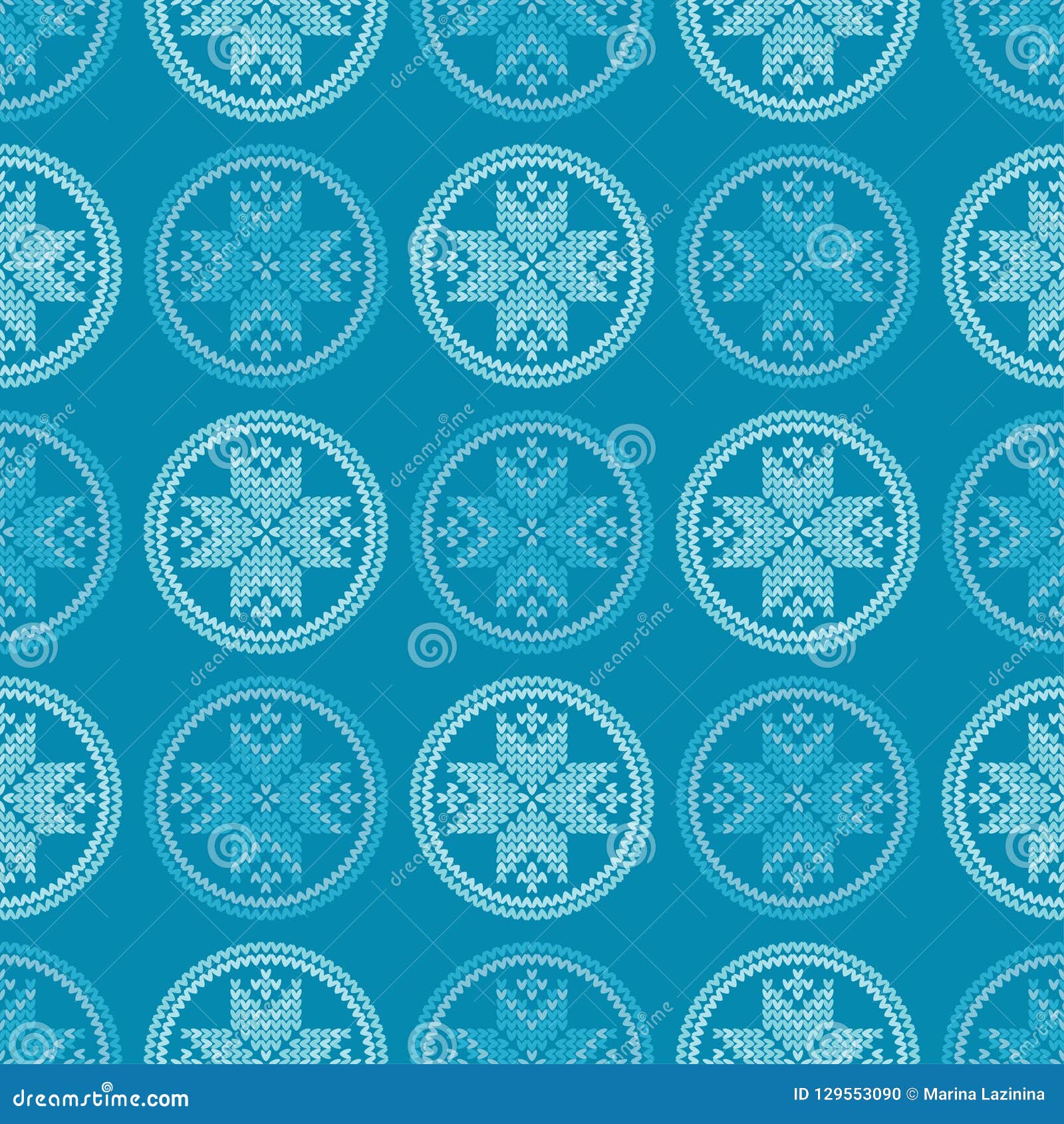 Knitted Norwegian Snowflakes Seamless Background Folk Motives Winter