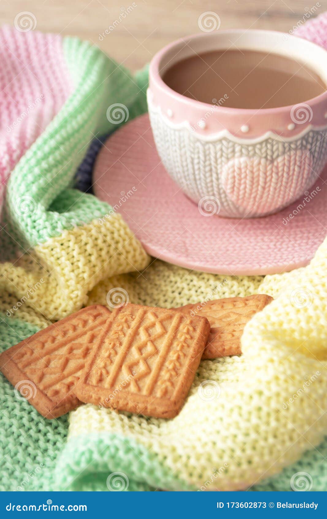 Knitted Pattern Cookies with Knitted Effect Cup of Coffee with ...
