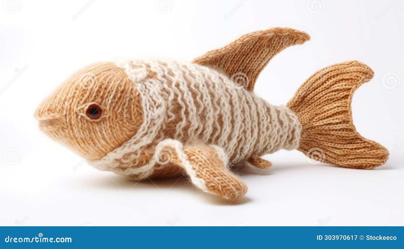knitted tan fish toy - pseudo-realistic, warmcore, wetcore, realistic