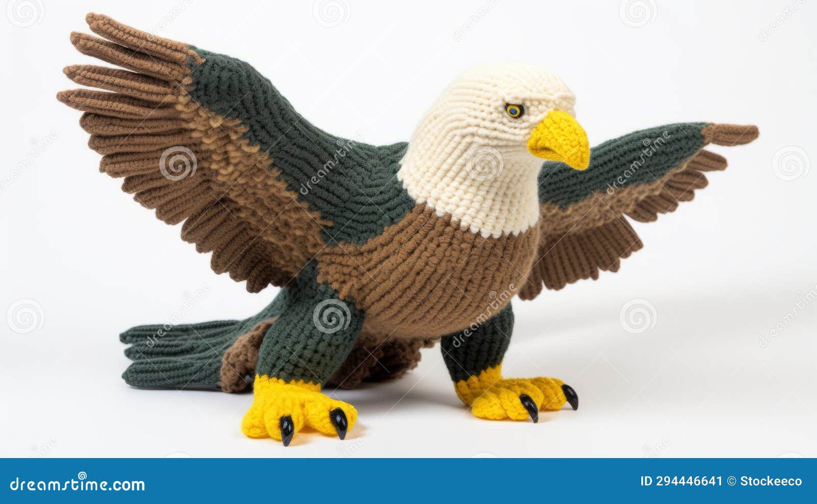 knitted toy bald eagle: explosive wildlife inspired by aykut aydogdu