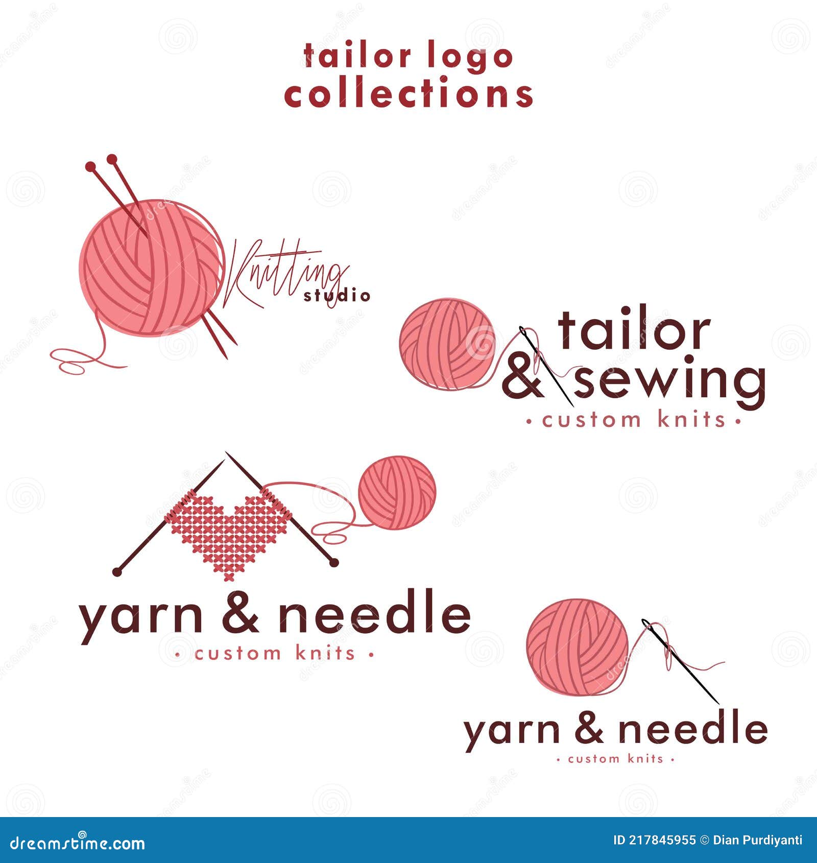 Knitting and Crochet Logo Set, Needle and Yarn Logo, Simple Knitting ...