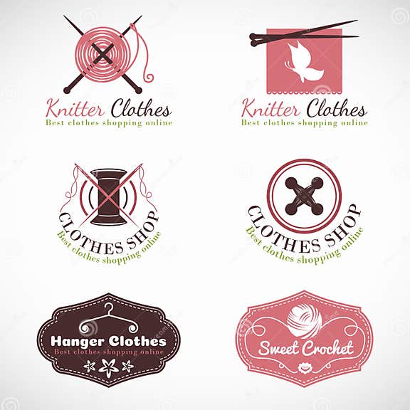Knitting Hanger and Crochet Vintage Clothes Fashion Shop Logo Vector ...