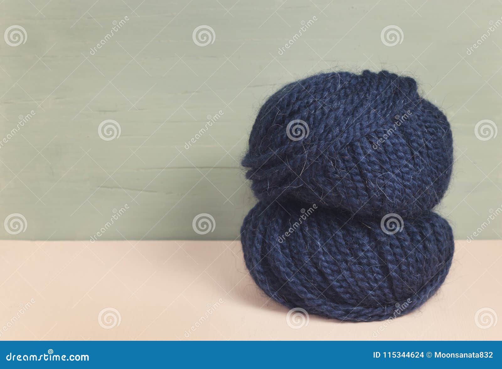 Blue Ball of Wool for Knitting. Wool Yern Stock Photo - Image of hobby,  craft: 115344624