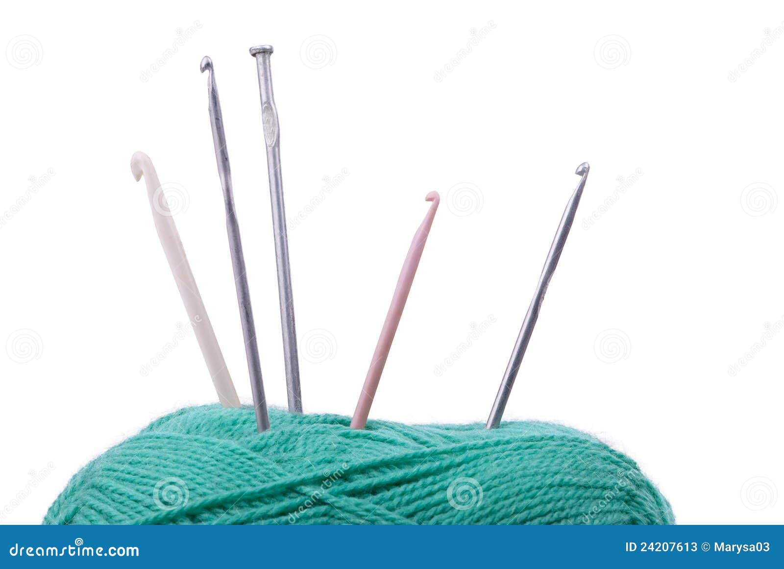 Knitting Needles and Crochet Hook in Ball Stock Image Image of soft