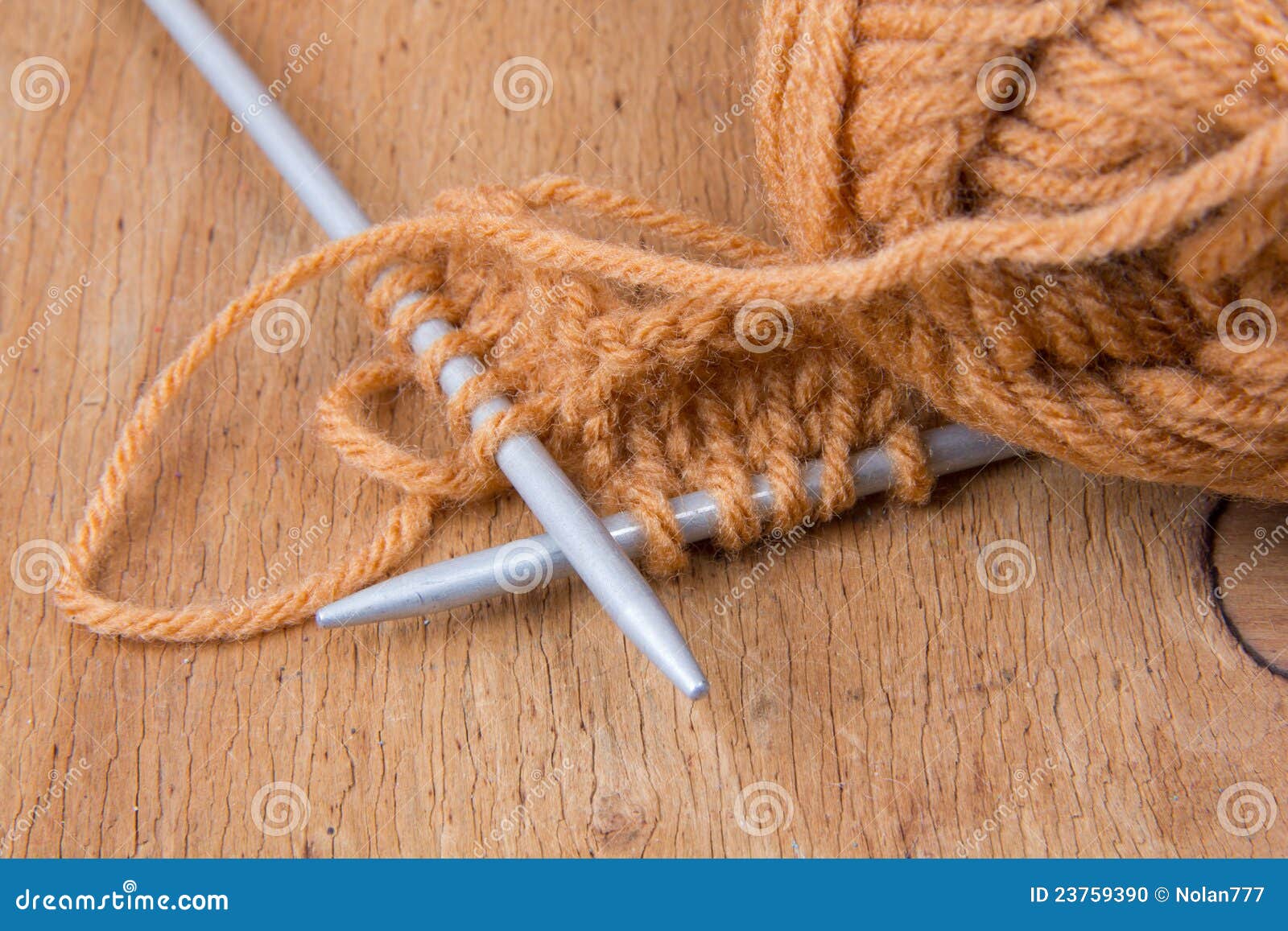 Knitting Needles and Skein of Acrylic Stock Photo Image of coloured