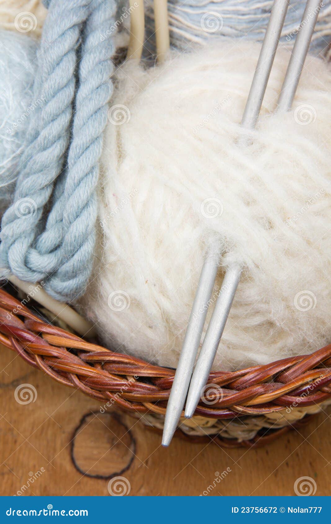 Knitting Needles and Skein of Wool Stock Photo Image of knitting