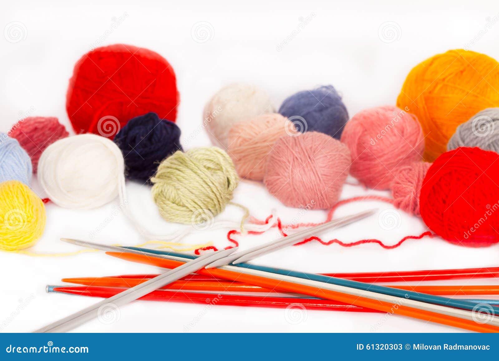 Knitting Needles and Wool Balls Stock Image - Image of needle, thread ...