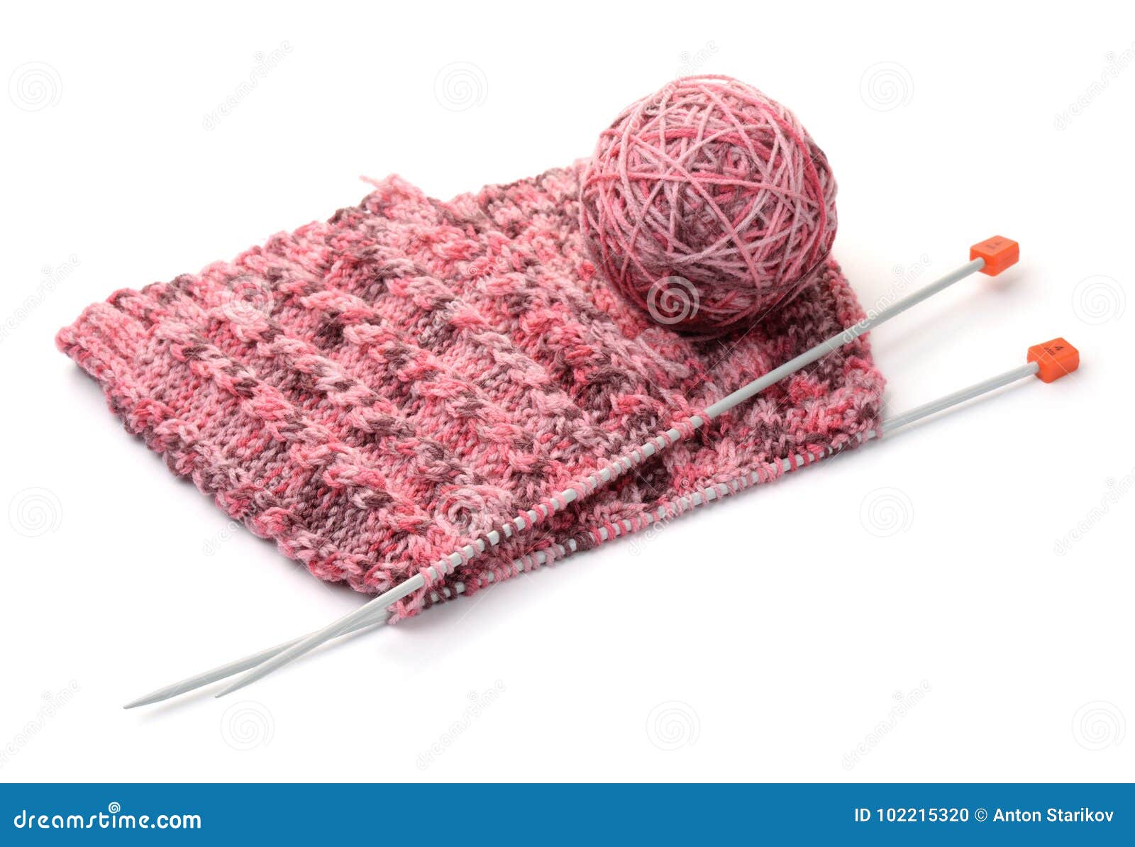 Knitting with Needles and Yarn Ball Stock Photo Image of bright, clew
