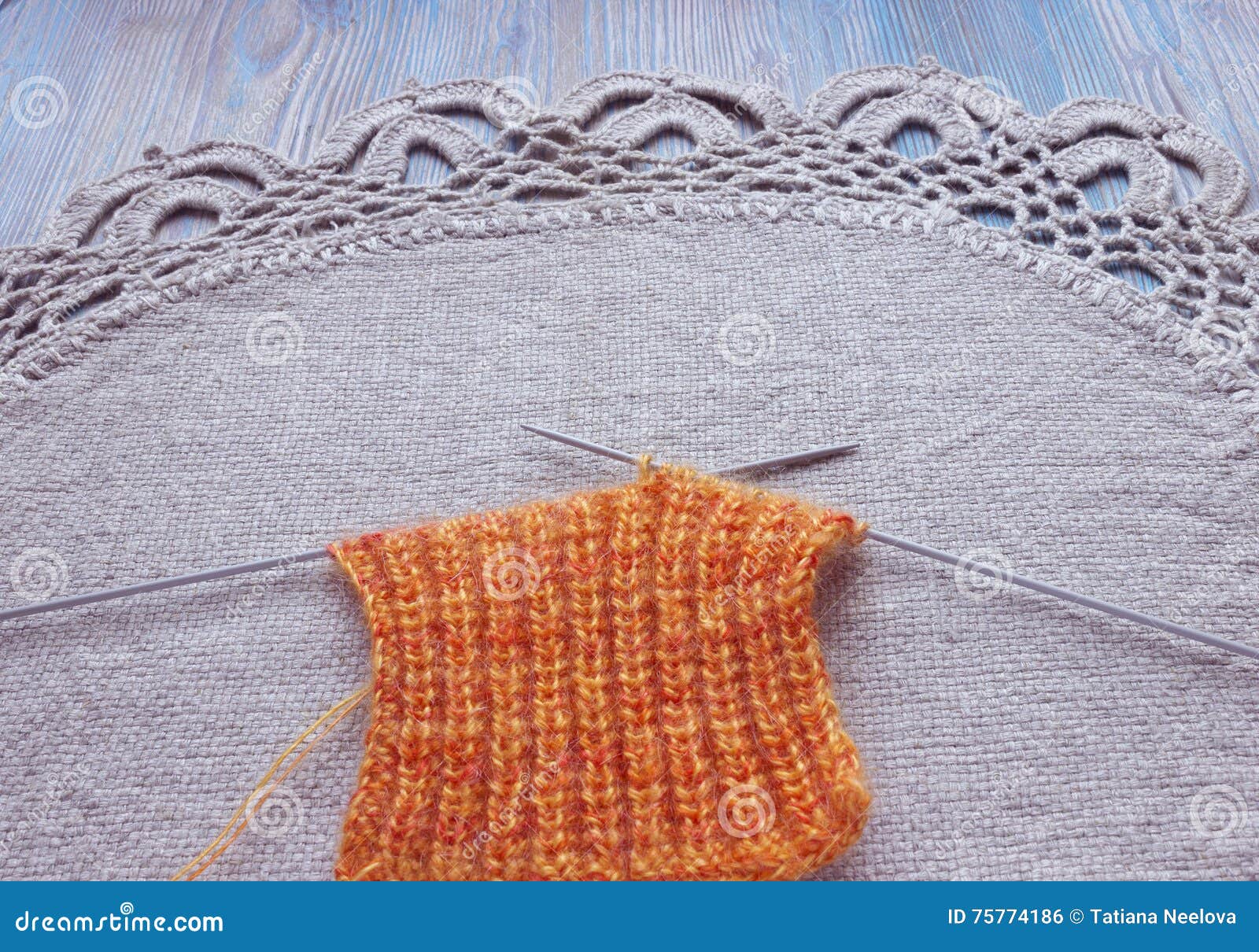 Knitting Orange Mohair Wool Stock Photo - Image of cloth, leisure: 75774186