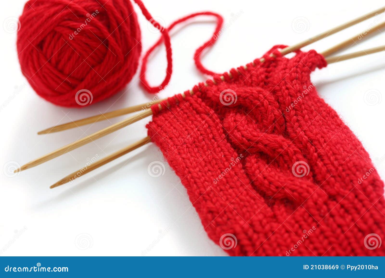 Knitting a Red Yarn Ball with Noodles Stock Image - Image of ball ...