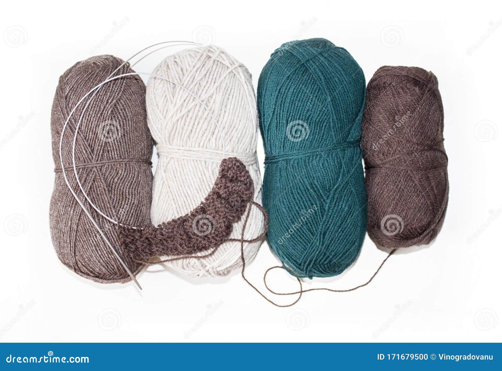 Knitting. Woolen Yarn of Green, Coffee, Dairy in Brown Color with Round  Knitting Needles for Knitting Stock Photo - Image of knit, ball: 171679500