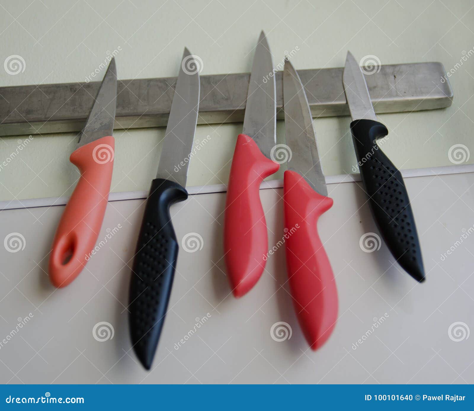 Knives Hanging in the Kitchen on the Strip Stock Photo Image of metal, utensils