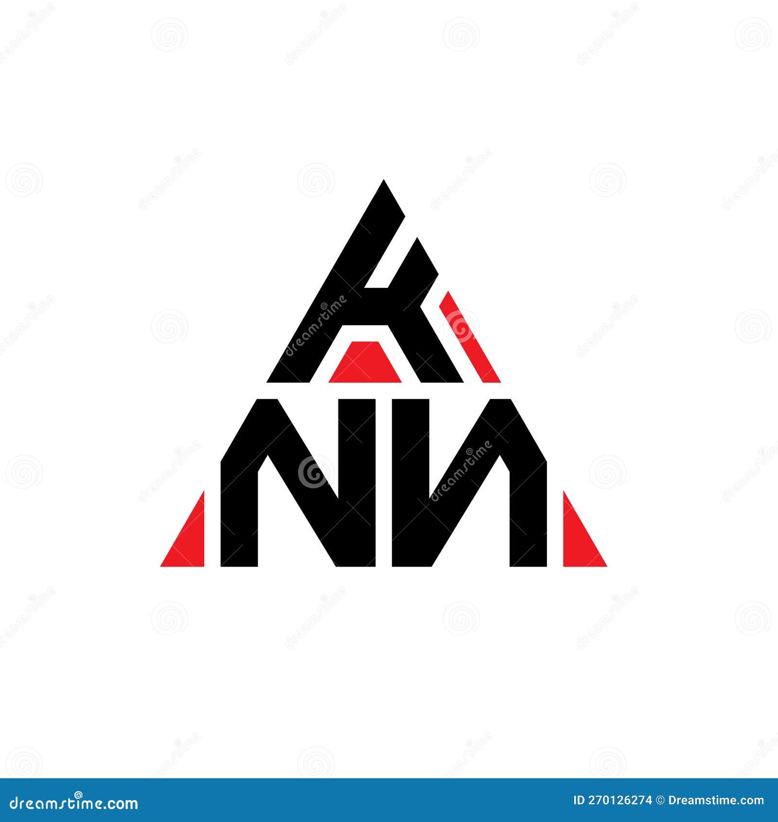 knn triangle letter logo  with triangle . knn triangle logo  monogram. knn triangle  logo template with red