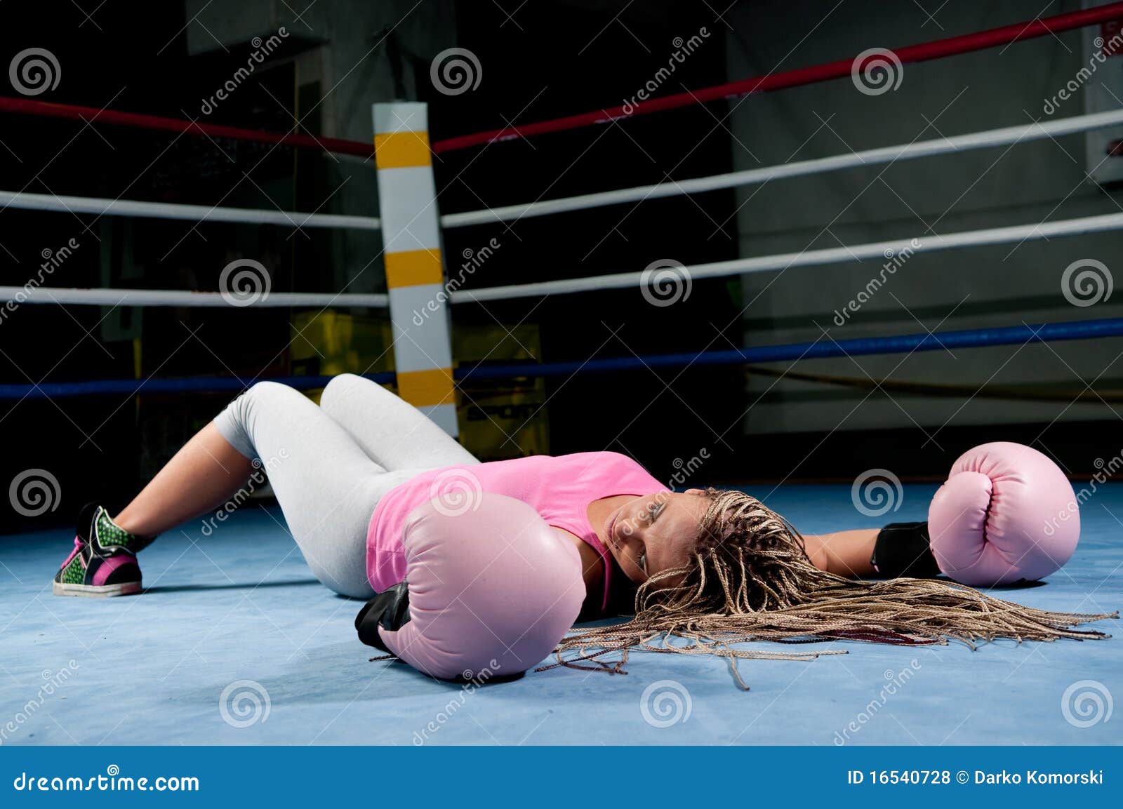 Beautiful Young Unconscious Knocked Out Woman Stock Photo