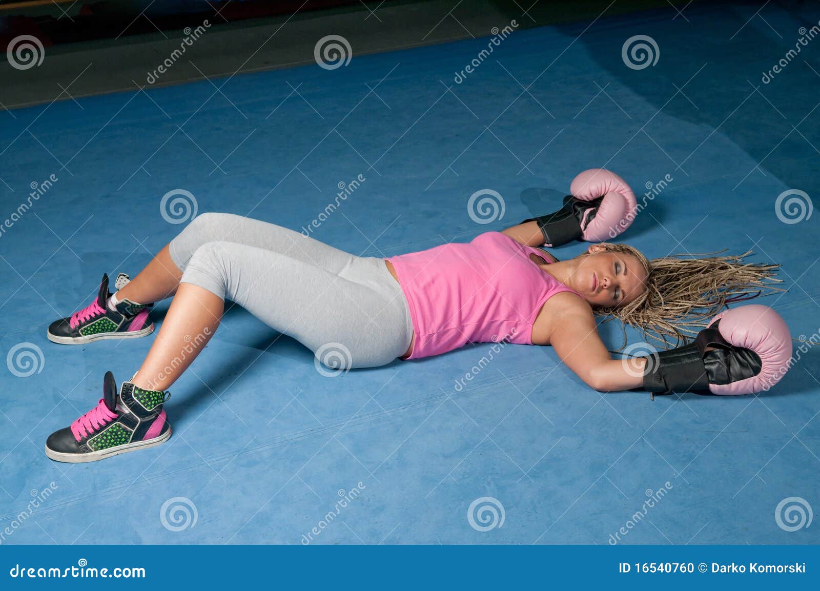 Beautiful Young Unconscious Knocked Out Woman Stock Photo