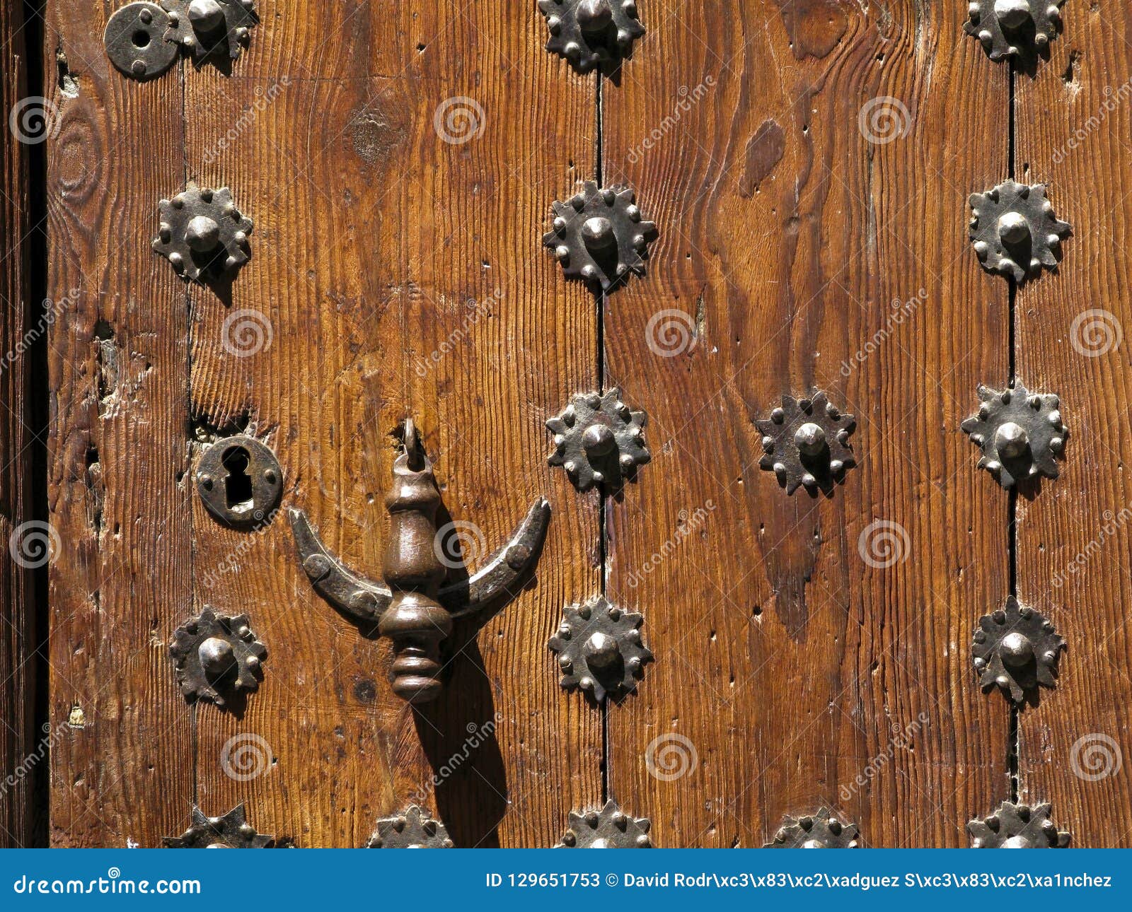 Wooden Door with Knocker and Rustic Studs Stock Image Image of